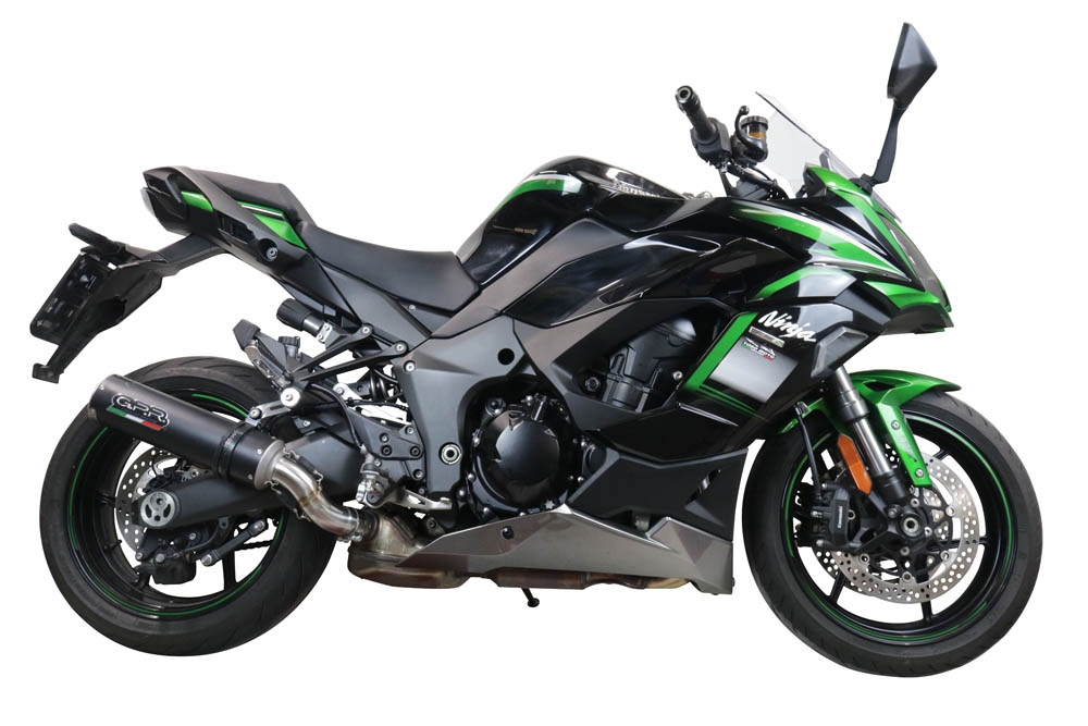 Pot echappement compatible avec Kawasaki Ninja 1000 Sx 2021-2024, M3 Black Titanium, Échappement légal, homologué,silencieux avec db killer amovible et tuyau de liaison spécifique 