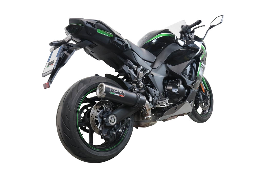 Pot echappement compatible avec Kawasaki Ninja 1000 Sx 2021-2024, M3 Black Titanium, Échappement légal, homologué,silencieux avec db killer amovible et tuyau de liaison spécifique 