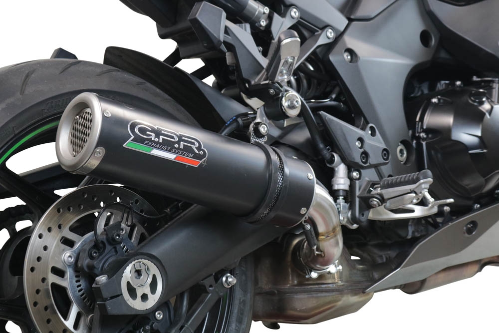 Pot echappement compatible avec Kawasaki Ninja 1000 Sx 2021-2024, M3 Black Titanium, Échappement légal, homologué,silencieux avec db killer amovible et tuyau de liaison spécifique 