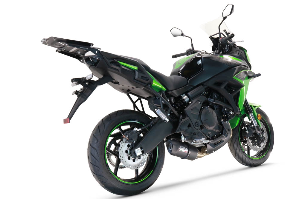Pot echappement compatible avec Kawasaki Versys 650 2021-2022, Furore Nero, Homologué et légal, système d'échappement complet avec catalyseur et db killer amovible 