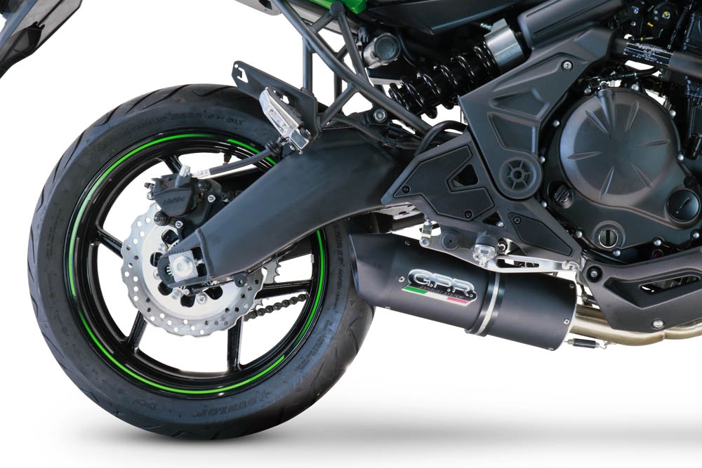 Pot echappement compatible avec Kawasaki Versys 650 2015-2016, Furore Nero, Homologué et légal, système d'échappement complet, avec db killer amovible 