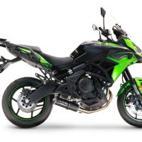 Pot echappement compatible avec Kawasaki Versys 650 2021-2022, M3 Black Titanium, Pot d'échappement complet racing, compris de collecteur et db killer amovible, sans homologation 