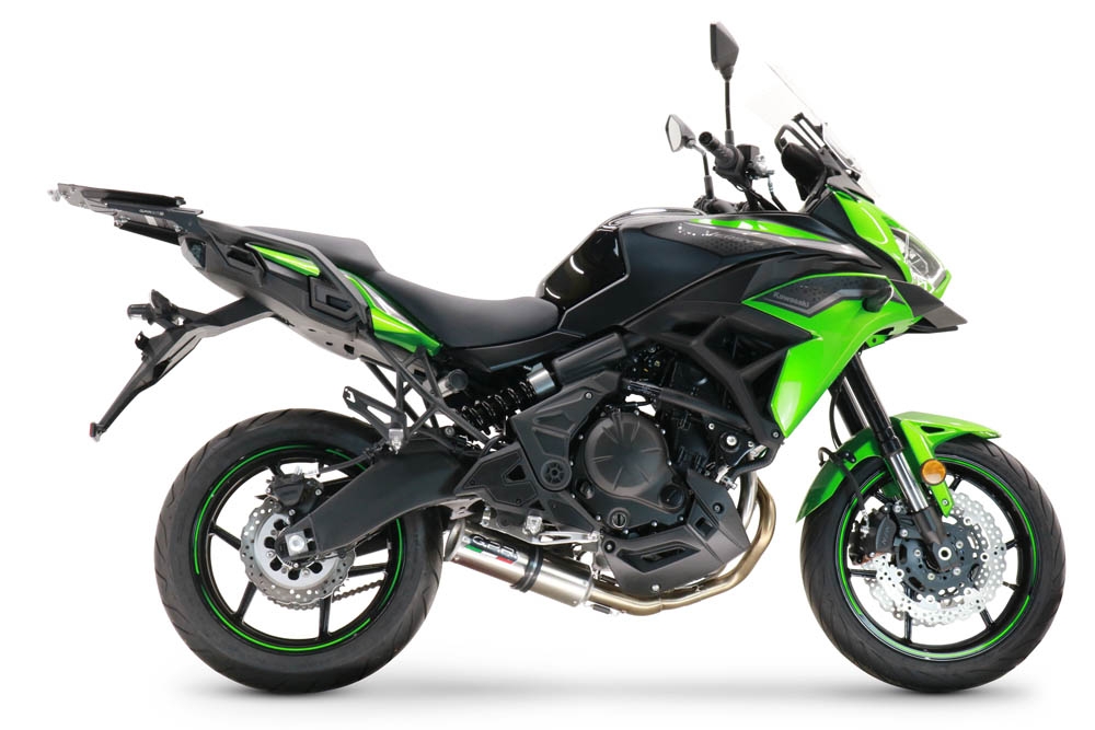 Pot echappement compatible avec Kawasaki Versys 650 2015-2016, M3 Inox , Homologué et légal, système d'échappement complet avec catalyseur et db killer amovible 