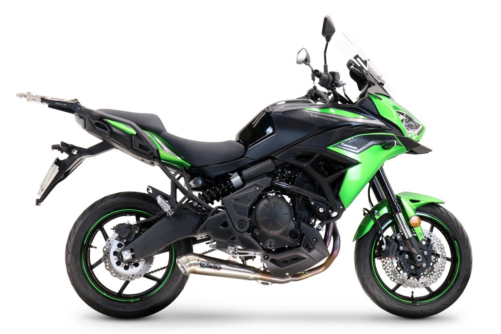 GPR pot echappement compatible avec  Kawasaki Versys 650 2021-2022, Powercone Evo, Pot d'échappement complet racing, compris de collecteur et db killer amovible, sans homologation 