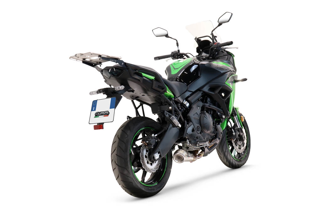 GPR pot echappement compatible avec  Kawasaki Versys 650 2021-2022, Powercone Evo, Pot d'échappement complet racing, compris de collecteur et db killer amovible, sans homologation 
