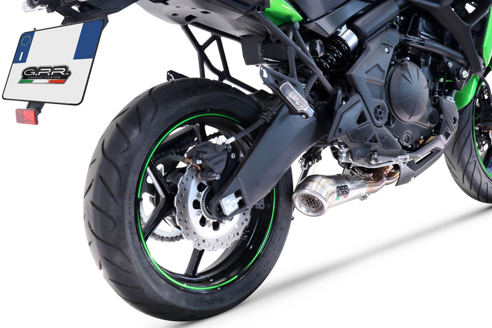 GPR pot echappement compatible avec  Kawasaki Versys 650 2021-2022, Powercone Evo, Pot d'échappement complet racing, compris de collecteur et db killer amovible, sans homologation 