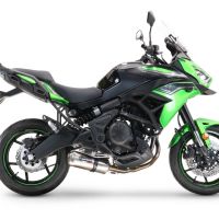 Pot echappement compatible avec Kawasaki Versys 650 2015-2016, Satinox , Homologué et légal, système d'échappement complet avec catalyseur et db killer amovible 