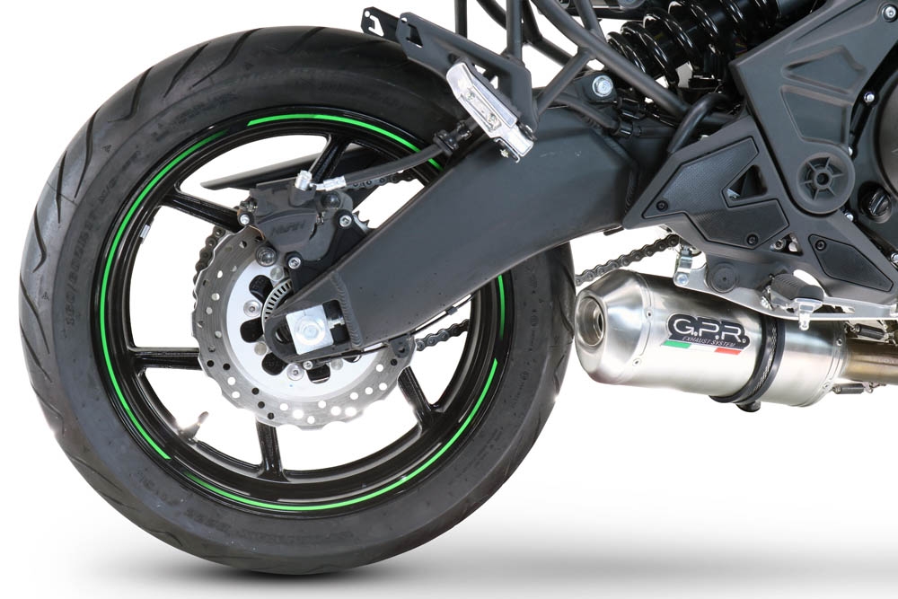 Pot echappement compatible avec Kawasaki Versys 650 2015-2016, Satinox , Homologué et légal, système d'échappement complet avec catalyseur et db killer amovible 