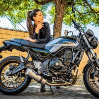 Pot echappement compatible avec Kawasaki Z 650 RS 2021-2023, Satinox, Silencieux homologué pour bruit, échappement complet avec catalyseur et db killer 