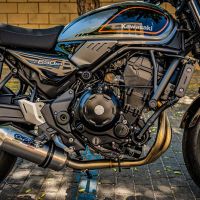 Pot echappement compatible avec Kawasaki Z 650 RS 2021-2023, Satinox, Silencieux homologué pour bruit, échappement complet avec catalyseur et db killer 