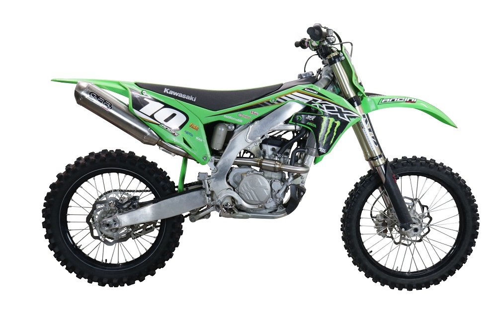 Pot echappement compatible avec Kawasaki KX 250 X 2021-2022, Pentacross FULL Titanium, Pot échappement racing, silencieux avec raccord spécifique et db killer amovible 
