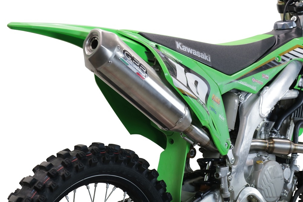 Pot echappement compatible avec Kawasaki KX 250 X 2021-2022, Pentacross FULL Titanium, Pot échappement racing, silencieux avec raccord spécifique et db killer amovible 