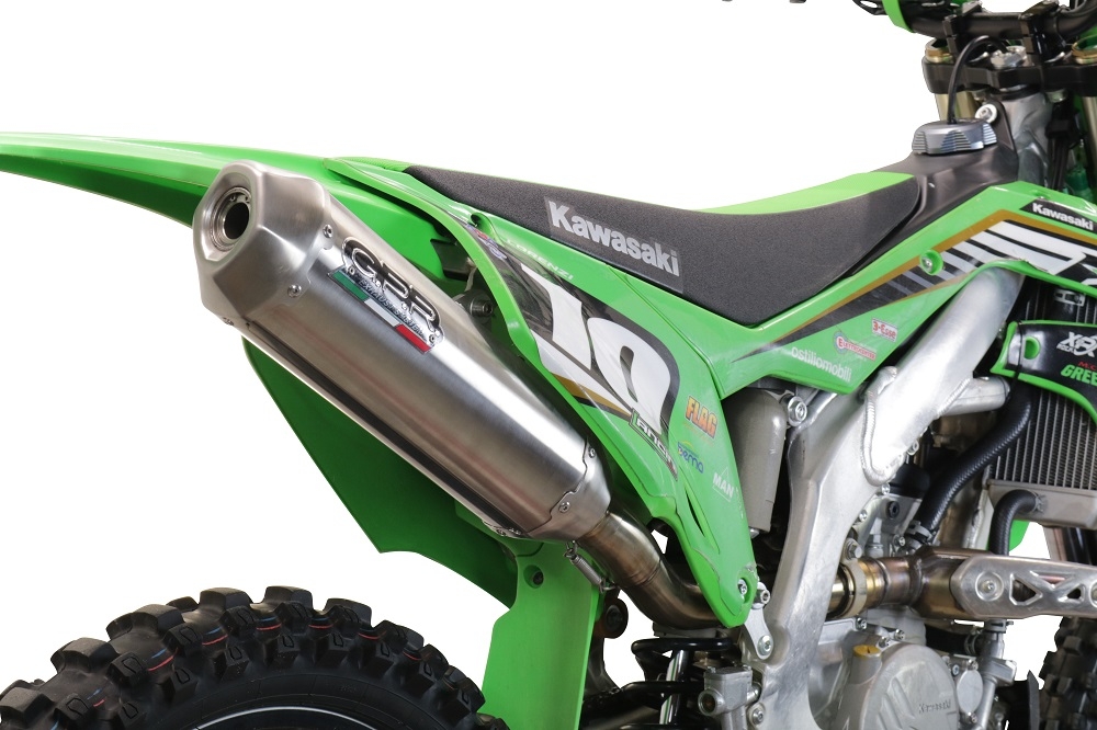Pot echappement compatible avec Kawasaki KX 250 F 2021-2023, Pentacross Inox, Pot échappement racing, silencieux avec raccord spécifique et db killer amovible 