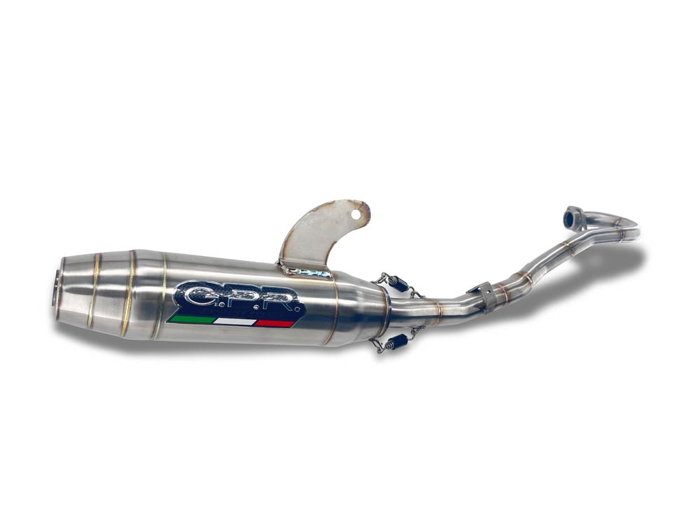 Pot echappement compatible avec Kawasaki KLX 140 2008-2025, Deeptone Inox, Pot d'échappement complet racing, compris de collecteur et db killer amovible, sans homologation 
