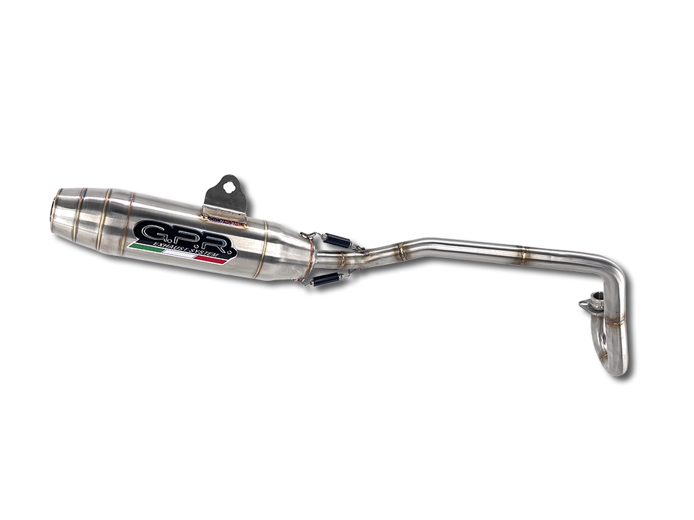 Pot echappement compatible avec Kawasaki KLX 110 / 110 L 2003-2025, Deeptone Inox, Pot d'échappement complet racing, compris de collecteur et db killer amovible, sans homologation 