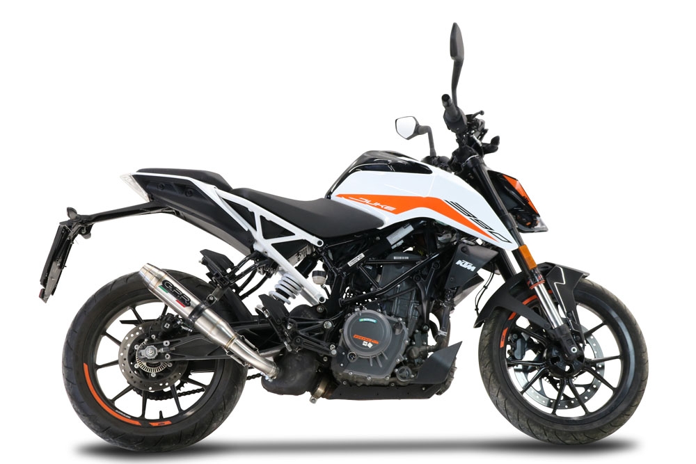 Pot echappement compatible avec Ktm Duke 250 2021-2023, Deeptone Inox, Pot échappement racing, avec les tuyaux de liaison, article sans homologation 