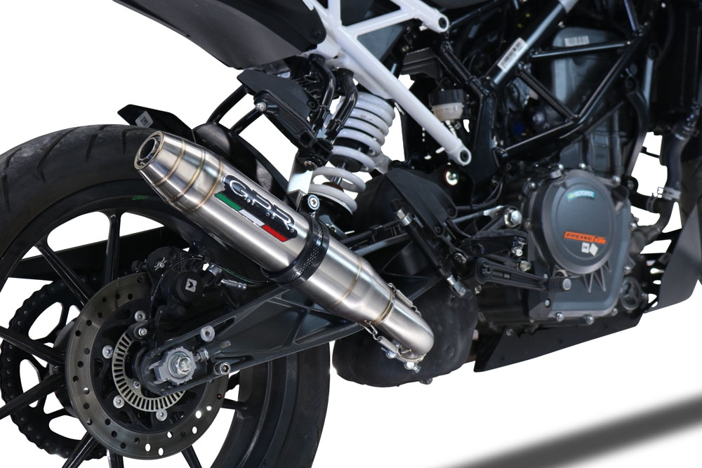 Pot echappement compatible avec Ktm Duke 250 2021-2023, Deeptone Inox, Pot échappement racing, avec les tuyaux de liaison, article sans homologation 