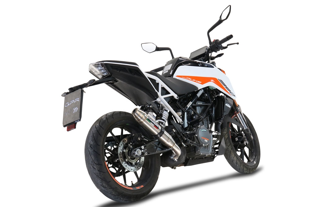 Pot echappement compatible avec Ktm Duke 250 2021-2023, Deeptone Inox, Pot échappement racing, avec les tuyaux de liaison, article sans homologation 