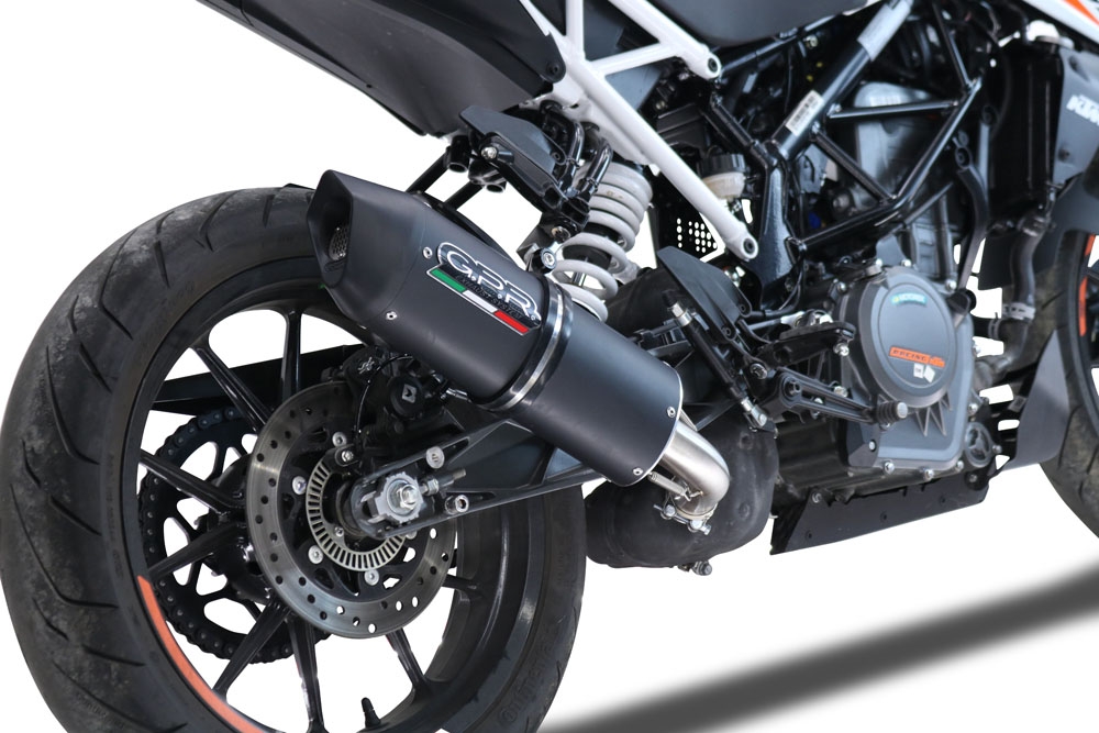 Pot echappement compatible avec Ktm Duke 125 2021-2023, Furore Evo4 Nero, Échappement légal, homologué,silencieux avec db killer amovible et tuyau de liaison spécifique 