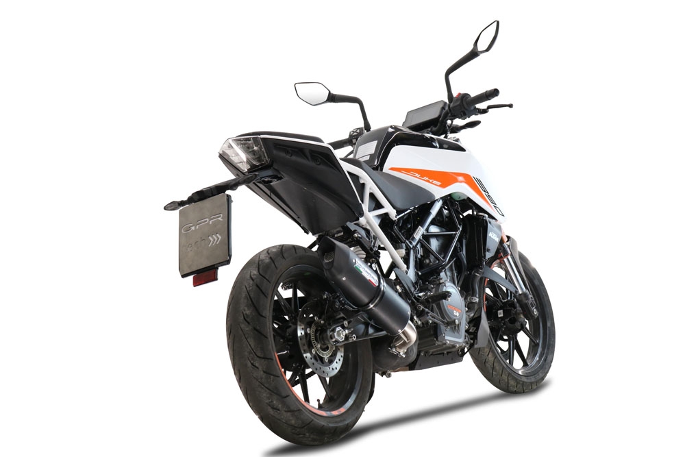 Pot echappement compatible avec Ktm Duke 125 2021-2023, Furore Evo4 Nero, Échappement légal, homologué,silencieux avec db killer amovible et tuyau de liaison spécifique 