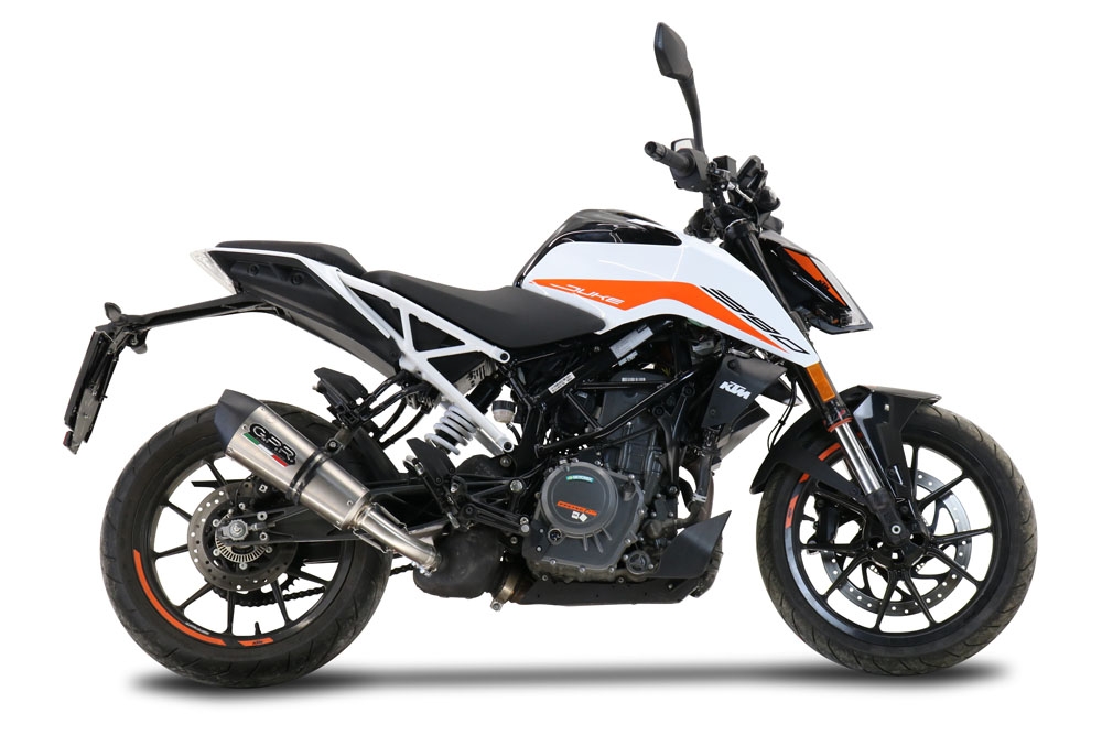 GPR pot echappement compatible avec  Ktm Duke 390 2021-2024, New Grand Prix Evo Titanium, Échappement légal, homologué,silencieux avec db killer amovible et tuyau de liaison spécifique 
