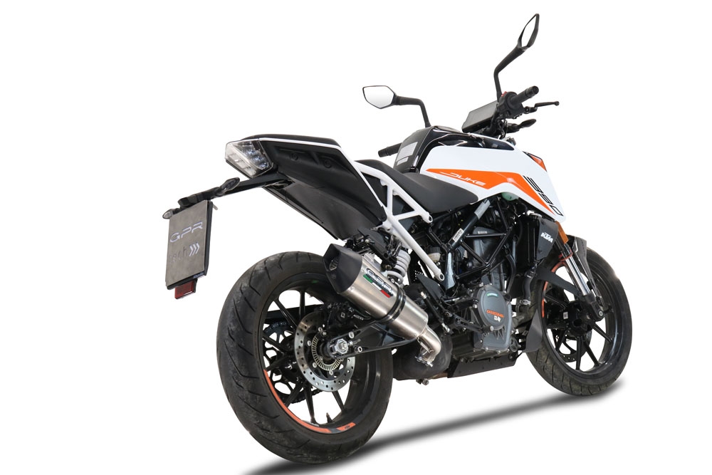 GPR pot echappement compatible avec  Ktm Duke 390 2021-2024, New Grand Prix Evo Titanium, Échappement légal, homologué,silencieux avec db killer amovible et tuyau de liaison spécifique 