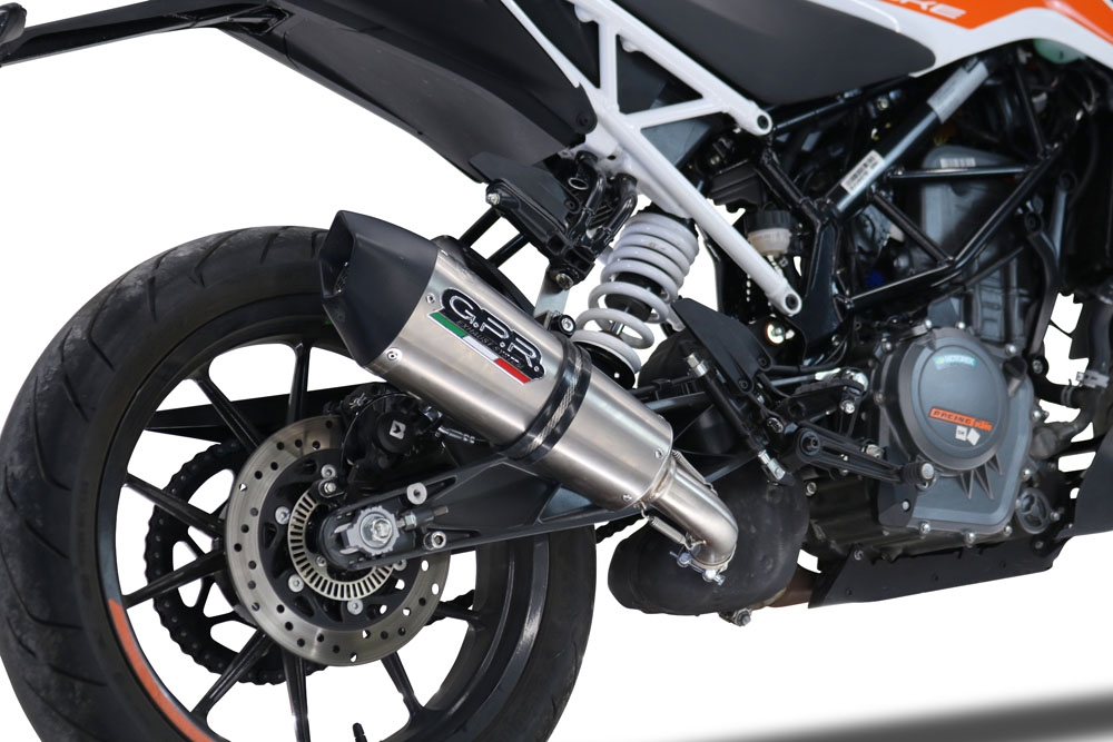 GPR pot echappement compatible avec  Ktm Duke 390 2021-2024, New Grand Prix Evo Titanium, Échappement légal, homologué,silencieux avec db killer amovible et tuyau de liaison spécifique 