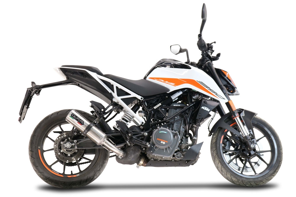 Pot echappement compatible avec Ktm Duke 125 2021-2023, M3 Inox , Pot échappement racing, avec les tuyaux de liaison, article sans homologation 