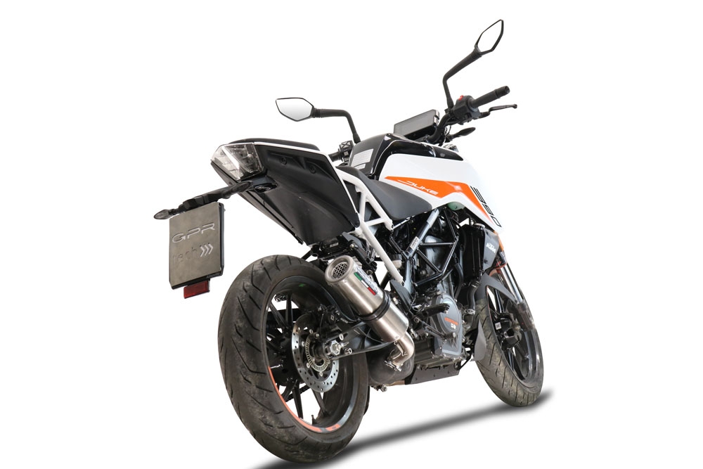 Pot echappement compatible avec Ktm Duke 125 2021-2023, M3 Inox , Pot échappement racing, avec les tuyaux de liaison, article sans homologation 