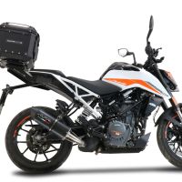 Top case en aluminium, couleur argent avec  porte-bagases y plaque spécifique Top-case GPR TECH compatible avec  Ktm Duke 125 2021/2023 e5