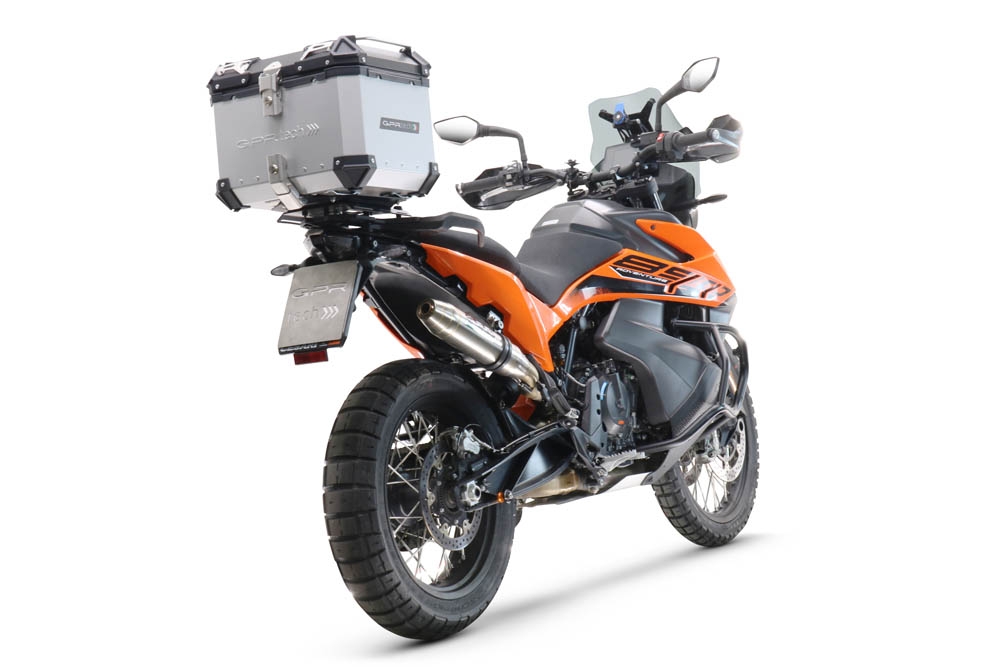 Top case en aluminium, couleur argent avec plaque spécifique incluse Top-case GPR TECH compatible avec  Ktm Adventure 890 - 890 R Rally 2021/2024 e5