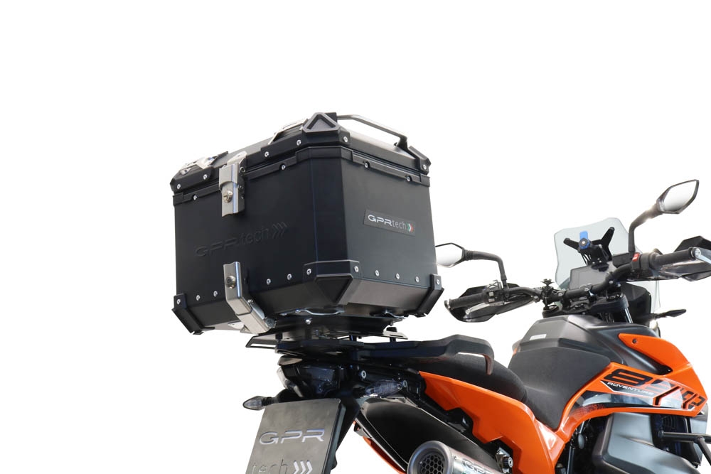 Top case en aluminium, couleur noire avec plaque spécifique incluse Top-case GPR TECH compatible avec  Husqvarna Norden 901 2022/2024 e5