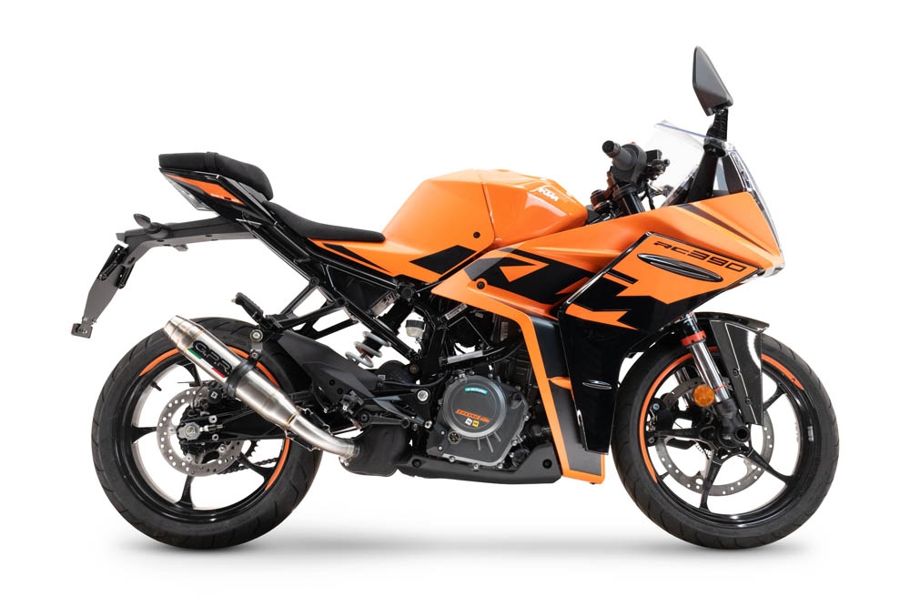 Pot echappement compatible avec Ktm Rc 125 2021-2024, Deeptone Inox, Pot échappement racing, avec les tuyaux de liaison, article sans homologation 