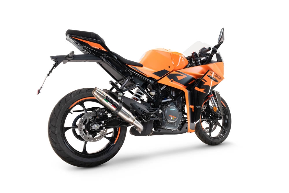 Pot echappement compatible avec Ktm Rc 125 2021-2024, Deeptone Inox, Pot échappement racing, avec les tuyaux de liaison, article sans homologation 