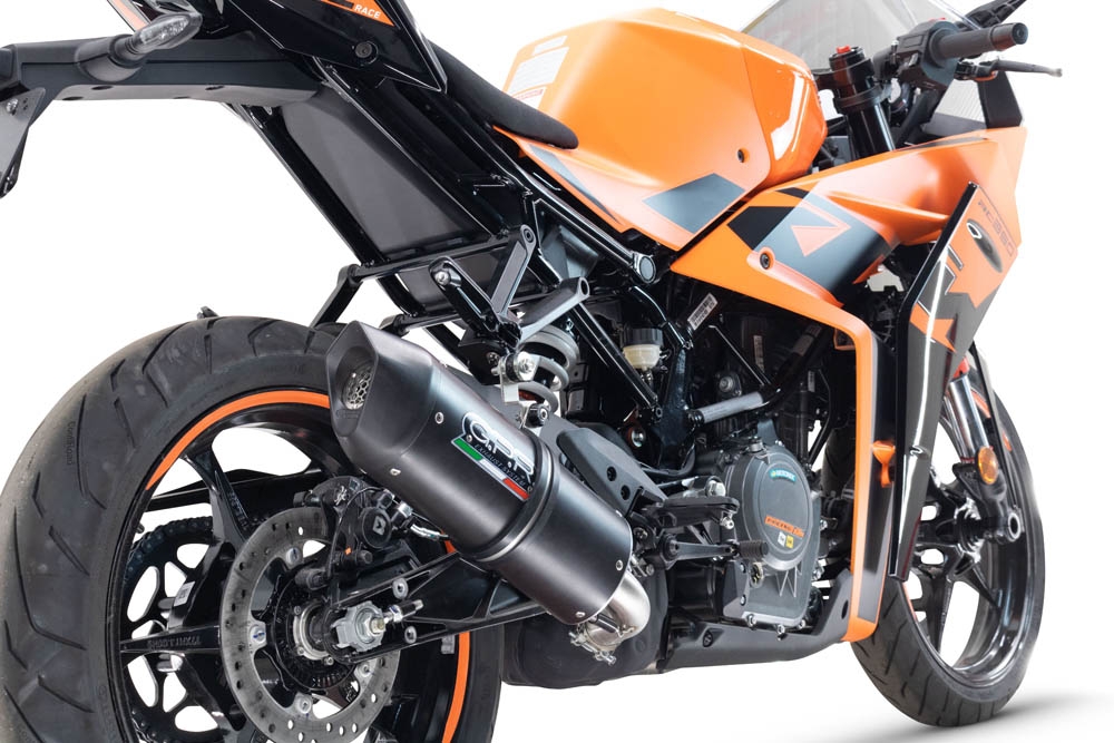 Pot echappement compatible avec Ktm Rc 125 2021-2024, Furore Evo4 Nero, Échappement légal, homologué,silencieux avec db killer amovible et tuyau de liaison spécifique 