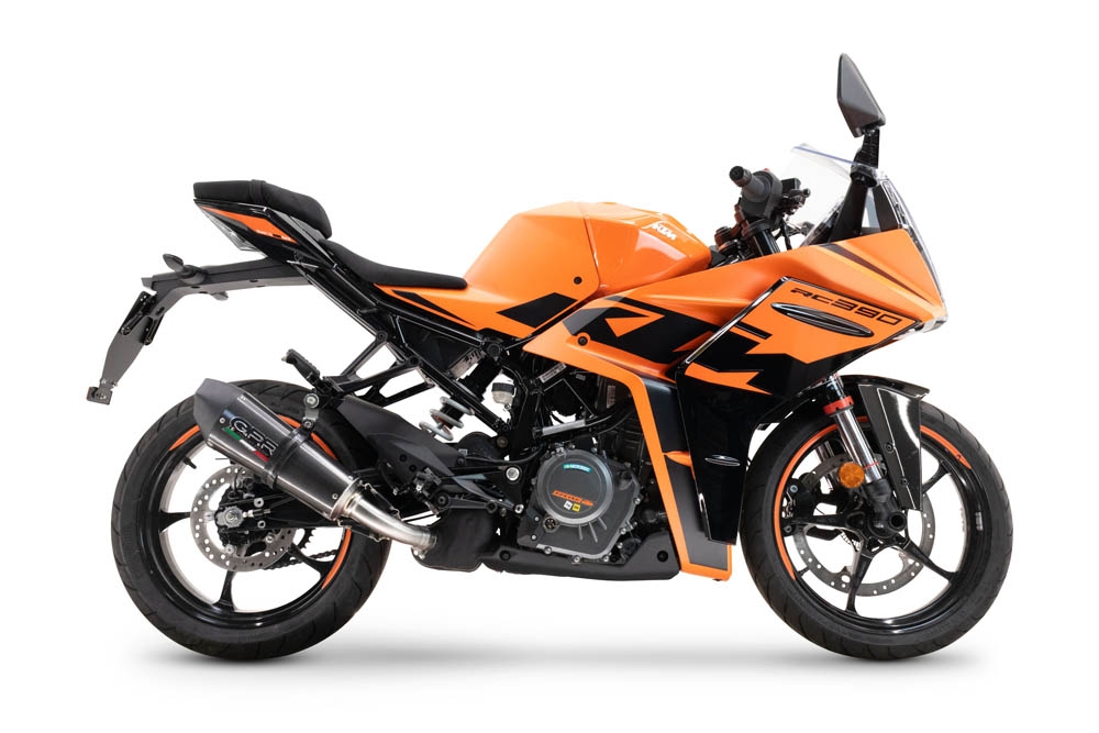 GPR pot echappement compatible avec  Ktm Rc 390 2022-2024, New Grand Prix Evo Titanium, Échappement légal, homologué,silencieux avec db killer amovible et tuyau de liaison spécifique 