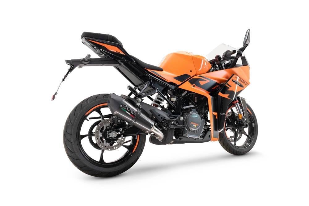 GPR pot echappement compatible avec  Ktm Rc 390 2022-2024, New Grand Prix Evo Titanium, Échappement légal, homologué,silencieux avec db killer amovible et tuyau de liaison spécifique 
