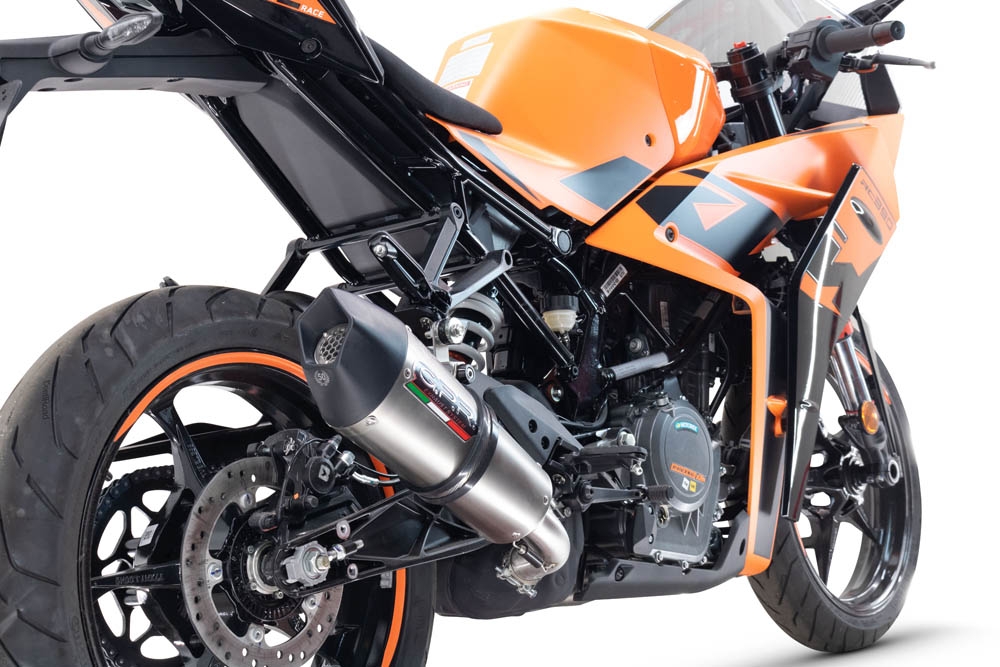 Pot echappement compatible avec Ktm Rc 125 2021-2024, M3 Inox , Échappement légal, homologué,silencieux avec db killer amovible et tuyau de liaison spécifique 