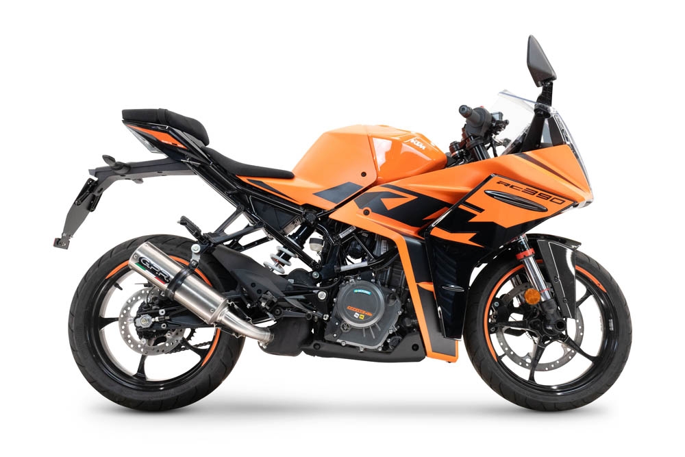 Pot echappement compatible avec Ktm Rc 125 2021-2024, M3 Inox , Pot échappement racing, avec les tuyaux de liaison, article sans homologation 