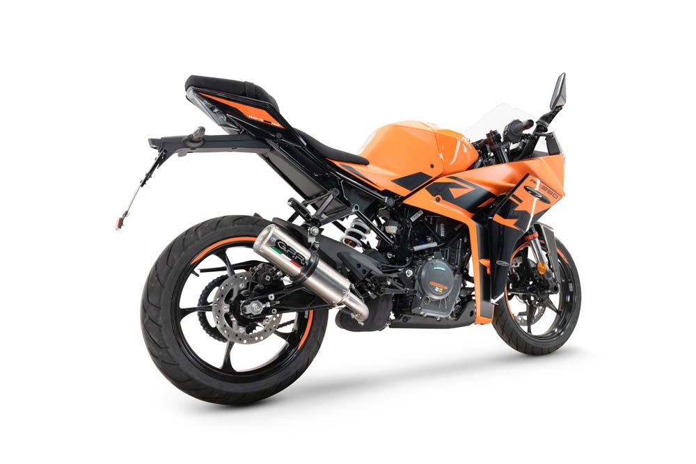 Pot echappement compatible avec Ktm Rc 125 2021-2024, M3 Inox , Pot échappement racing, avec les tuyaux de liaison, article sans homologation 