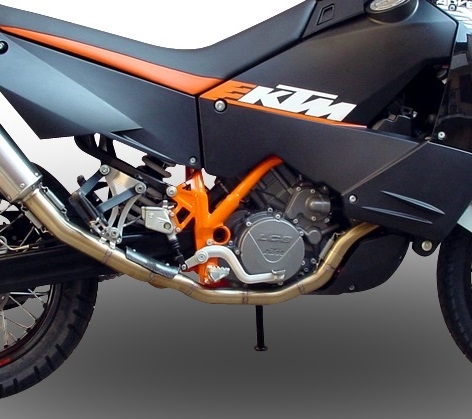 Pot echappement compatible avec Ktm Lc8 990 Adventure - R - DAKAR 2006-2014, Dual Poppy, Homologué et légal, système d'échappement complet, avec db killer amovible 