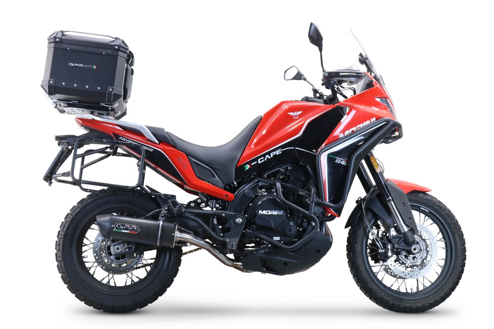 Top case en aluminium, couleur noire avec plaque spécifique incluse GPR TECH compatible avec  Moto Morini X-CAPE 650 2021/2024 e5