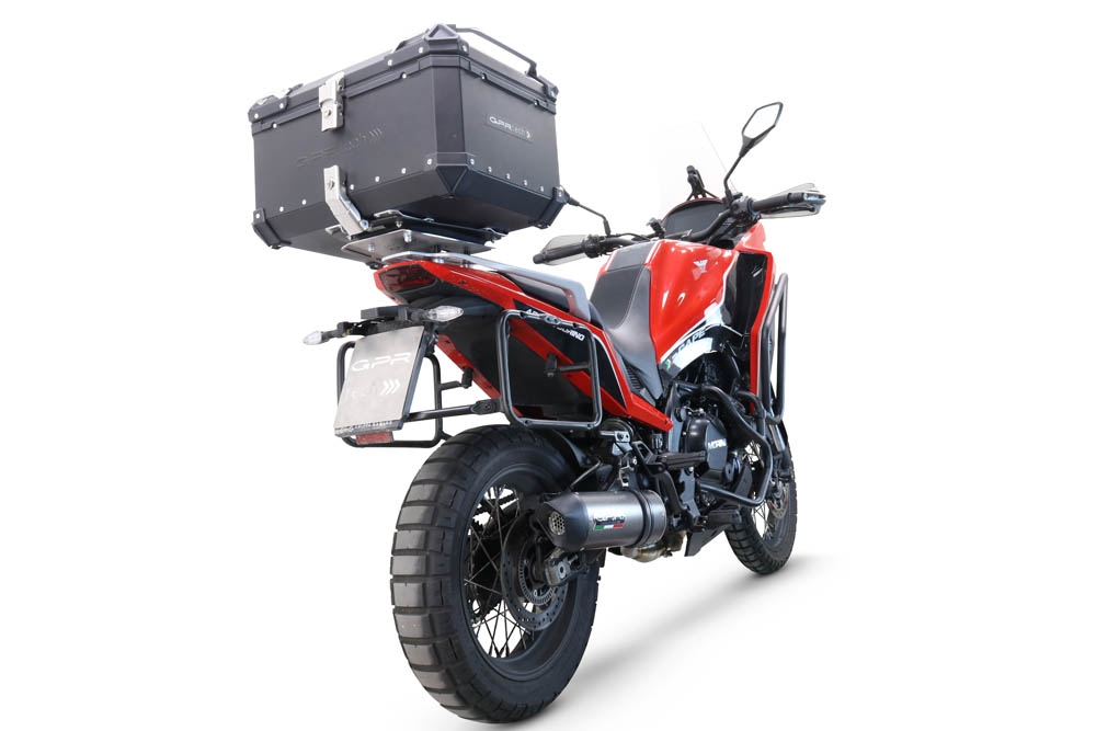 Top case en aluminium, couleur noire avec plaque spécifique incluse GPR TECH compatible avec  Moto Morini X-CAPE 650 2021/2024 e5