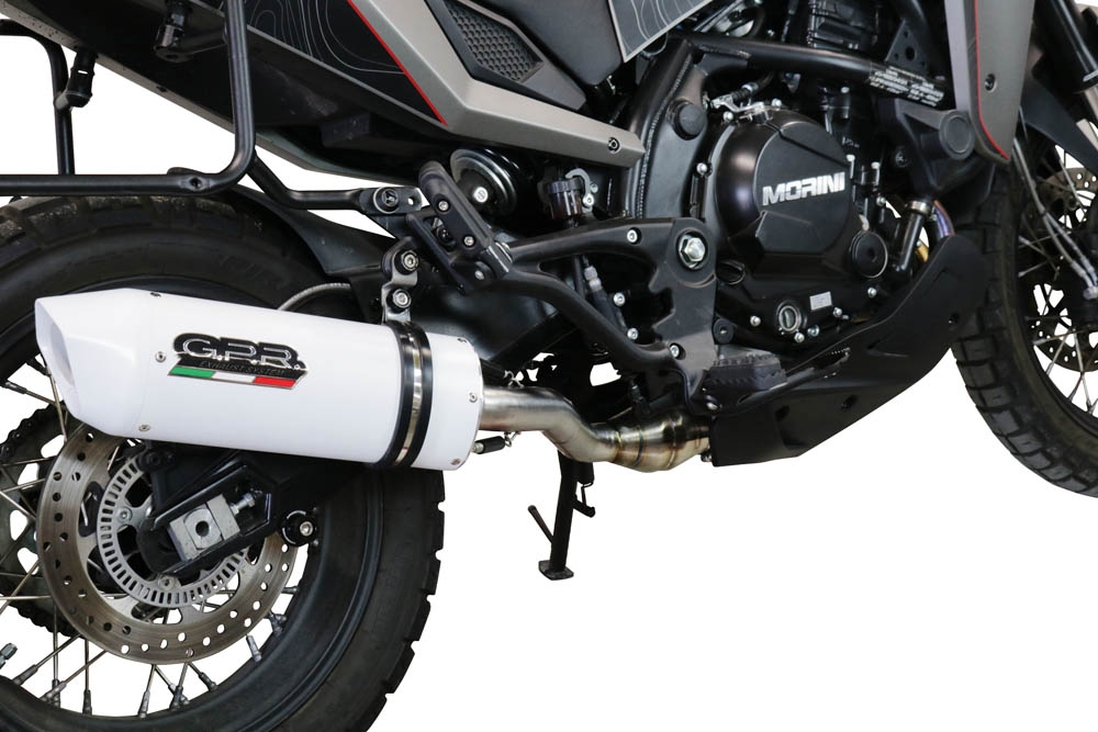Pot echappement compatible avec Moto Morini X-CAPE 650 2021-2024, Albus Evo4, Pot échappement homologué et légal, silencieux avec mi-collecteur, db killer amovible et catalyseur 