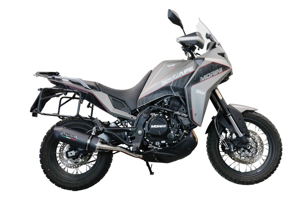 Pot echappement compatible avec Moto Morini X-CAPE 650 2021-2024, Furore Evo4 Nero, Pot échappement homologué et légal, silencieux avec mi-collecteur, db killer amovible et catalyseur 