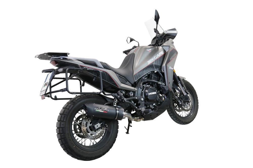 Pot echappement compatible avec Moto Morini X-CAPE 650 2021-2024, Furore Evo4 Nero, Pot échappement homologué et légal, silencieux avec mi-collecteur, db killer amovible et catalyseur 