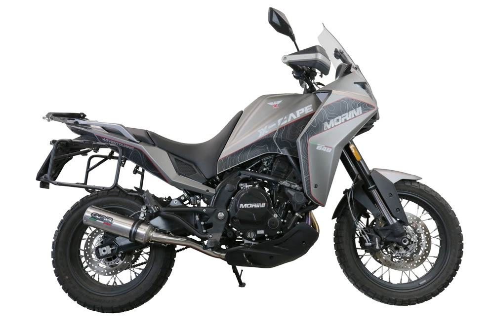 Pot echappement compatible avec Moto Morini X-CAPE 650 2021-2024, M3 Inox , Pot échappement homologué et légal, silencieux avec mi-collecteur, db killer amovible et catalyseur 