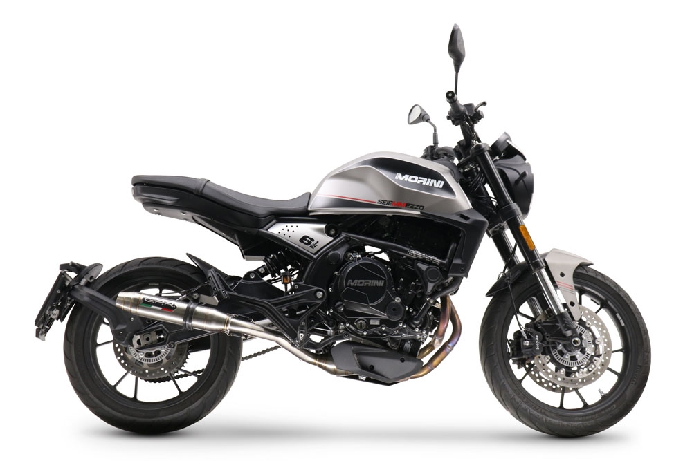 Pot echappement compatible avec Moto Morini Seiemmezzo Scr 2022-2024, Deeptone Inox, Pot échappement homologué et légal, silencieux avec mi-collecteur, db killer amovible et catalyseur 