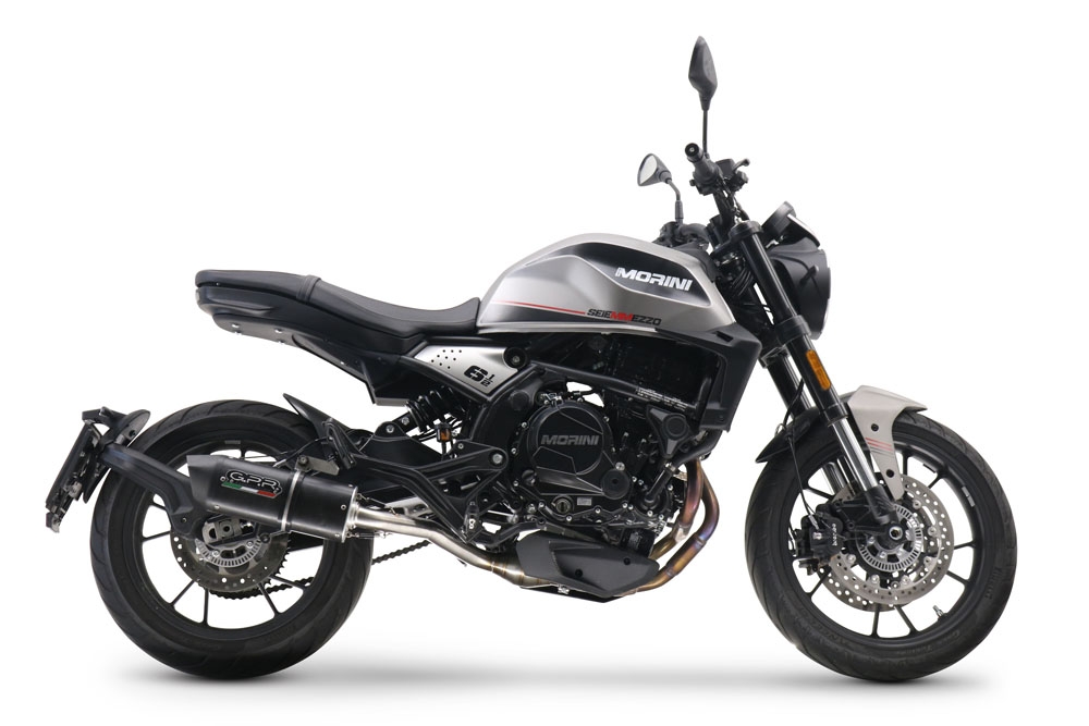 Pot echappement compatible avec Moto Morini Seiemmezzo Str 2022-2024, Furore Evo4 Nero, Pot échappement homologué et légal, silencieux avec mi-collecteur, db killer amovible et catalyseur 