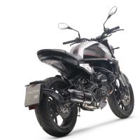 Pot echappement compatible avec Moto Morini Seiemmezzo Str 2022-2024, Furore Evo4 Nero, Pot échappement homologué et légal, silencieux avec mi-collecteur, db killer amovible et catalyseur 